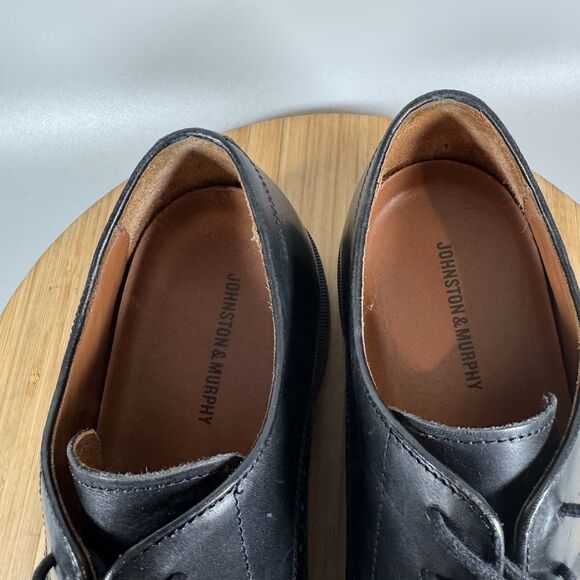 Johnston & Murphy Men's 12 Ronan Plain Toe Oxford Black Smooth Full Grain - Picture 7 of 8